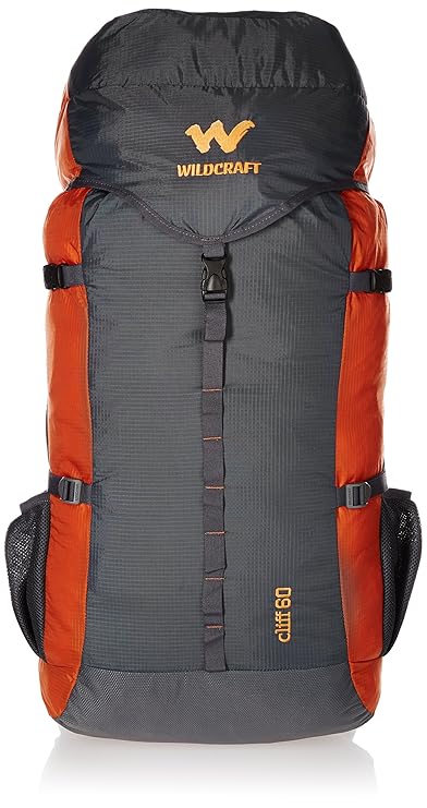 WILDCRAFT 60L Nylon Rucksack – Water-Resistant Travel & Hiking Backpack with Adjustable Straps, Orange - Image 1
